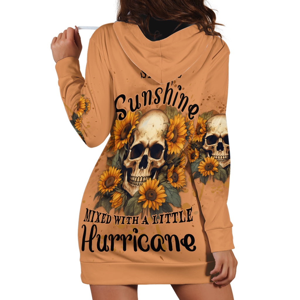 She Is Sunshine Sunflower Skull Hoodie Dress - Wonder Print Shop