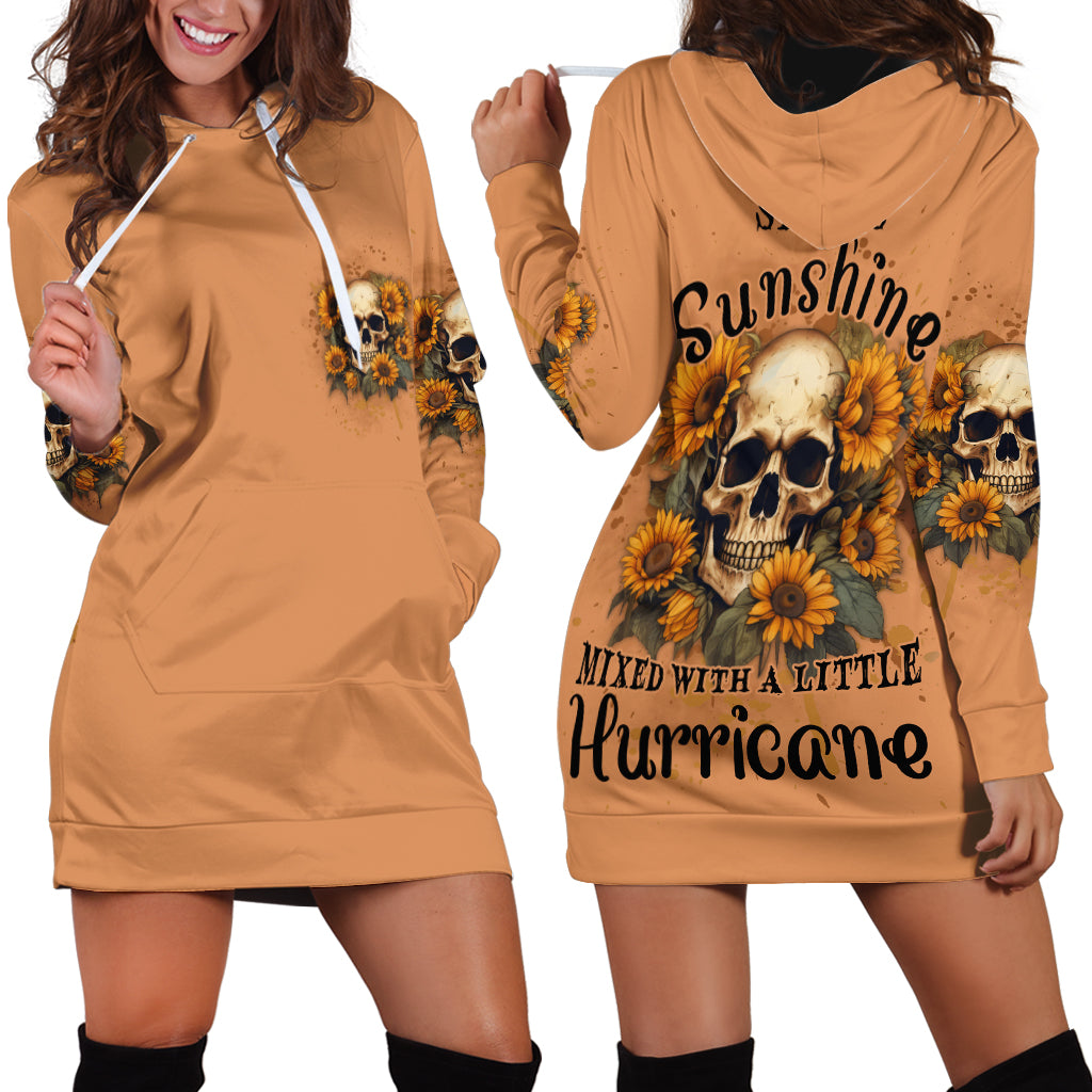 She Is Sunshine Sunflower Skull Hoodie Dress - Wonder Print Shop