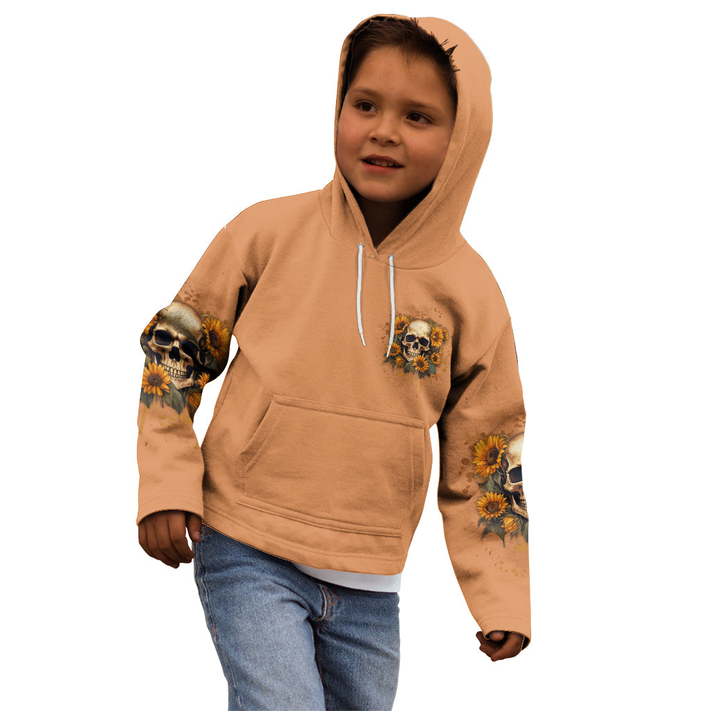 She Is Sunshine Sunflower Skull Kid Hoodie - Wonder Print Shop