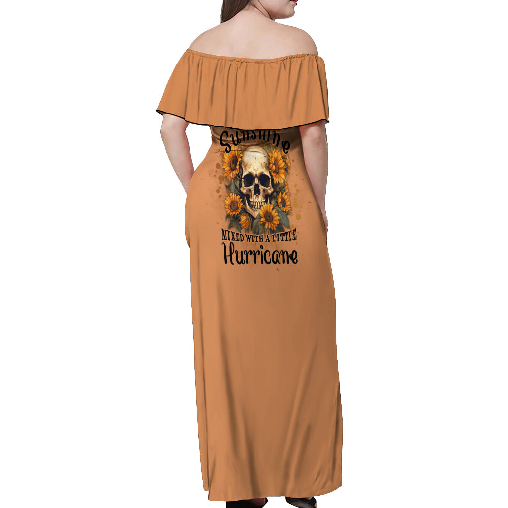 She Is Sunshine Sunflower Skull Off Shoulder Maxi Dress - Wonder Print Shop