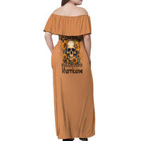 She Is Sunshine Sunflower Skull Off Shoulder Maxi Dress - Wonder Print Shop