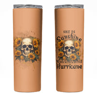 She Is Sunshine Sunflower Skull Skinny Tumbler - Wonder Print Shop