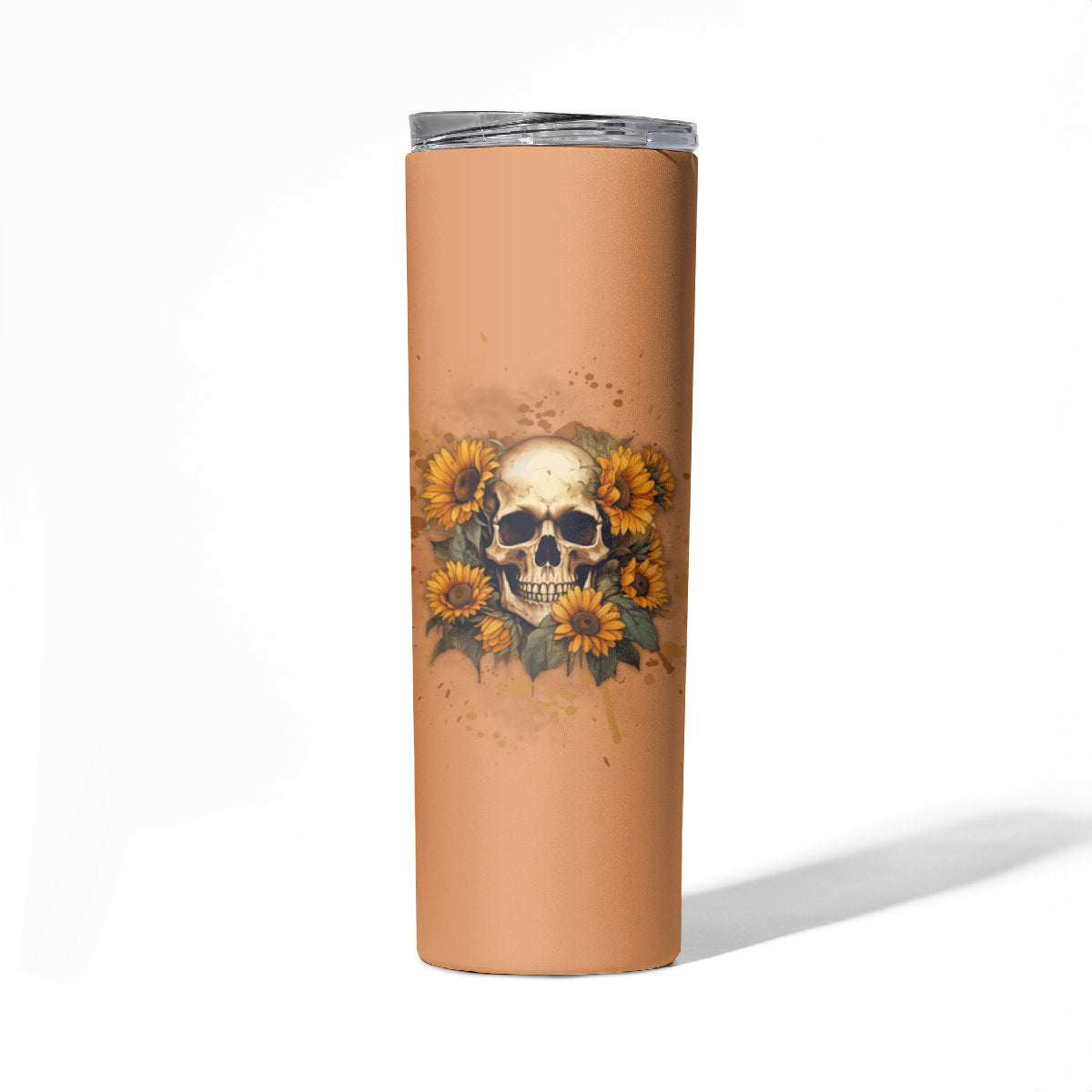 She Is Sunshine Sunflower Skull Skinny Tumbler - Wonder Print Shop