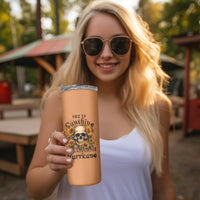 She Is Sunshine Sunflower Skull Skinny Tumbler - Wonder Print Shop