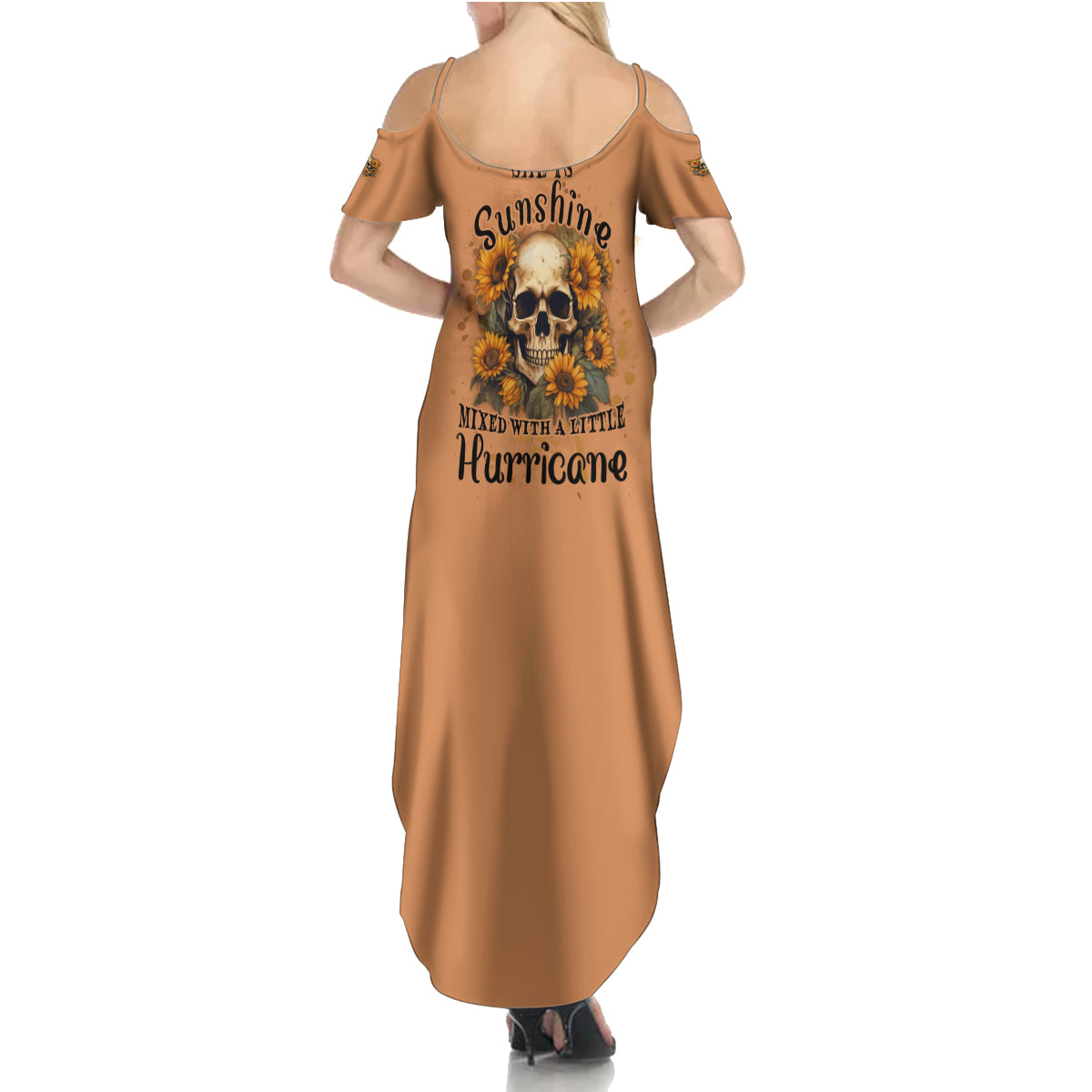 She Is Sunshine Sunflower Skull Summer Maxi Dress - Wonder Print Shop