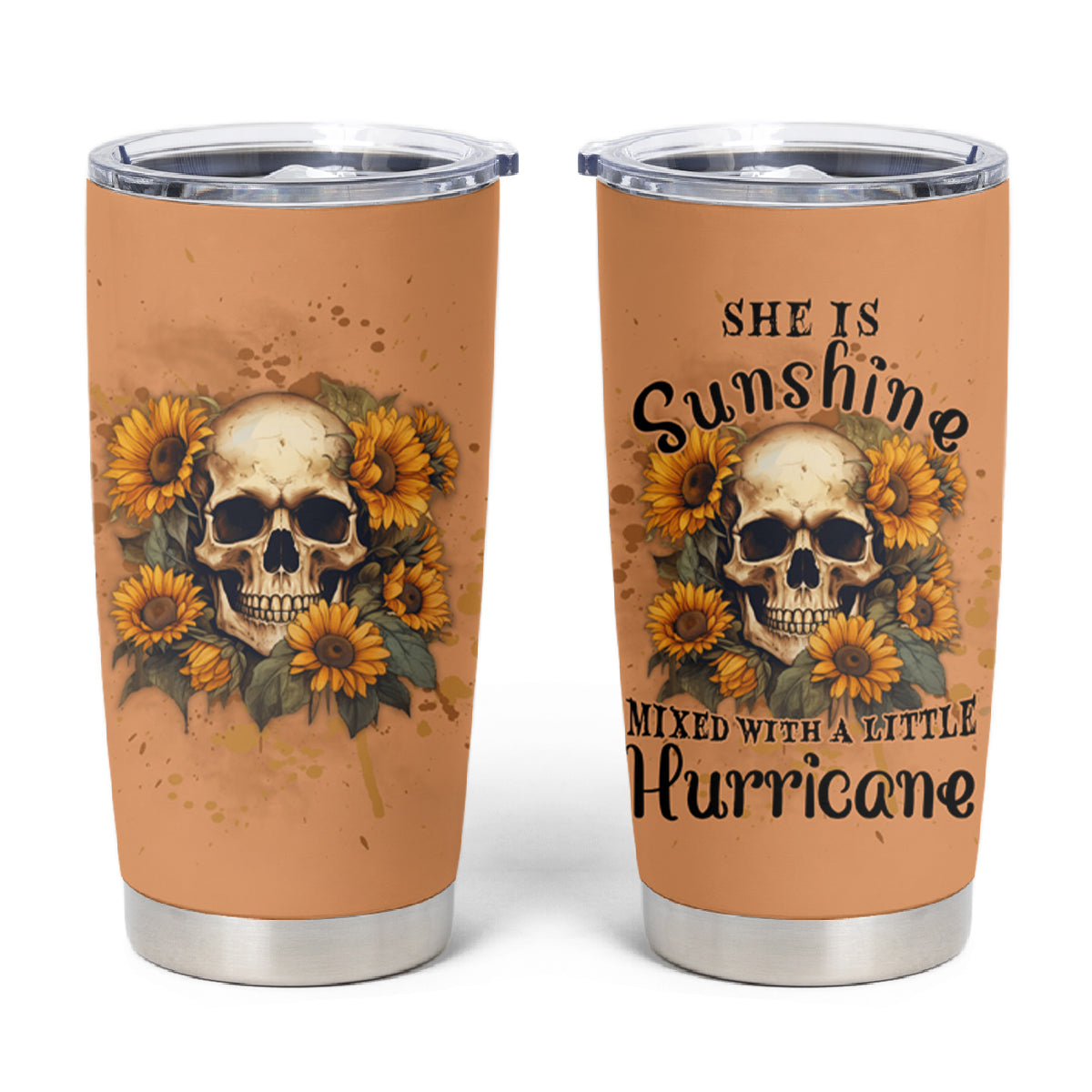 She Is Sunshine Sunflower Skull Tumbler Cup - Wonder Print Shop