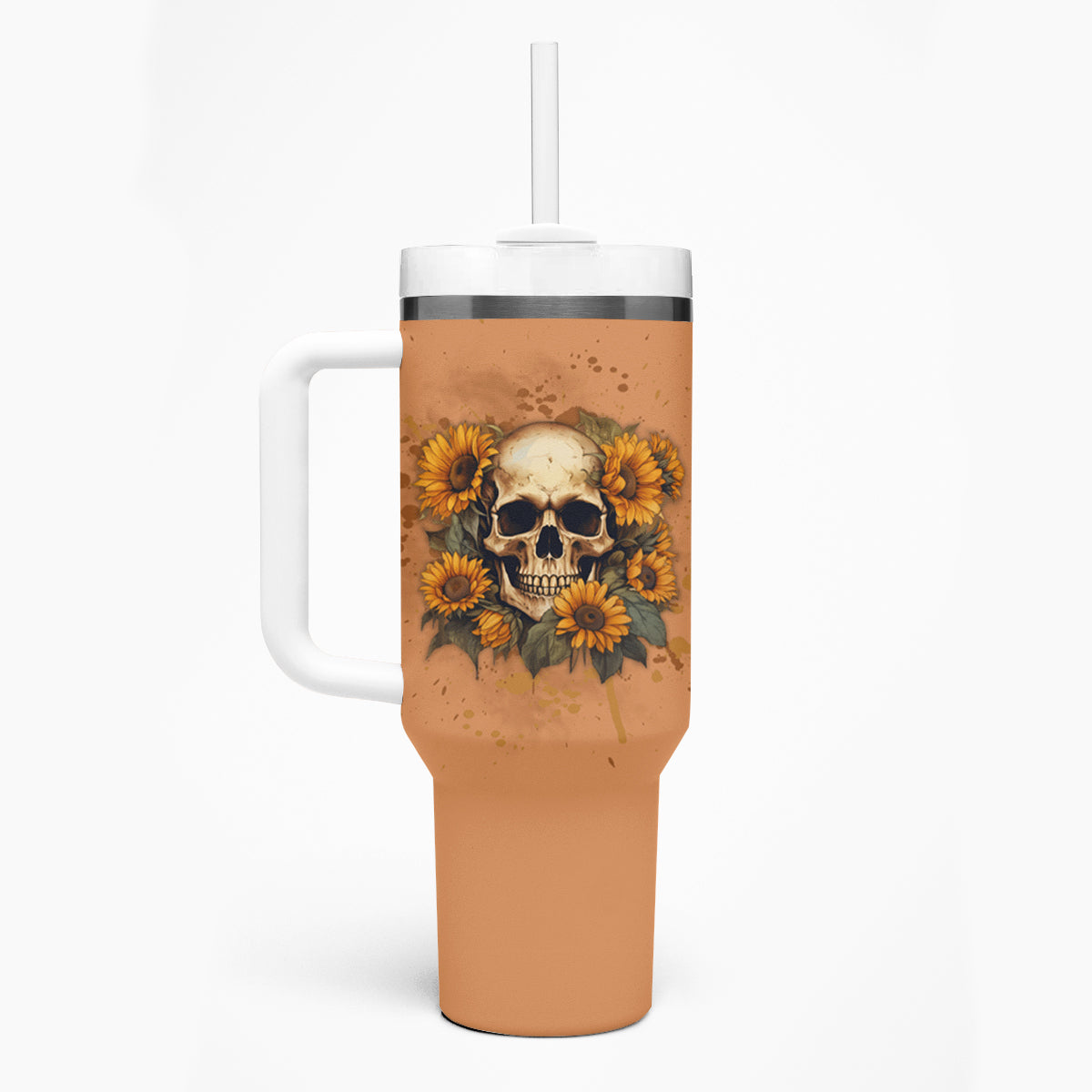 She Is Sunshine Sunflower Skull Tumbler With Handle - Wonder Print Shop