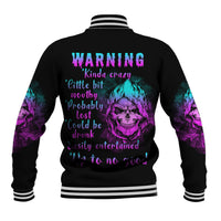 Warning Kinda Crazy Skull Baseball Jacket - Wonder Print Shop