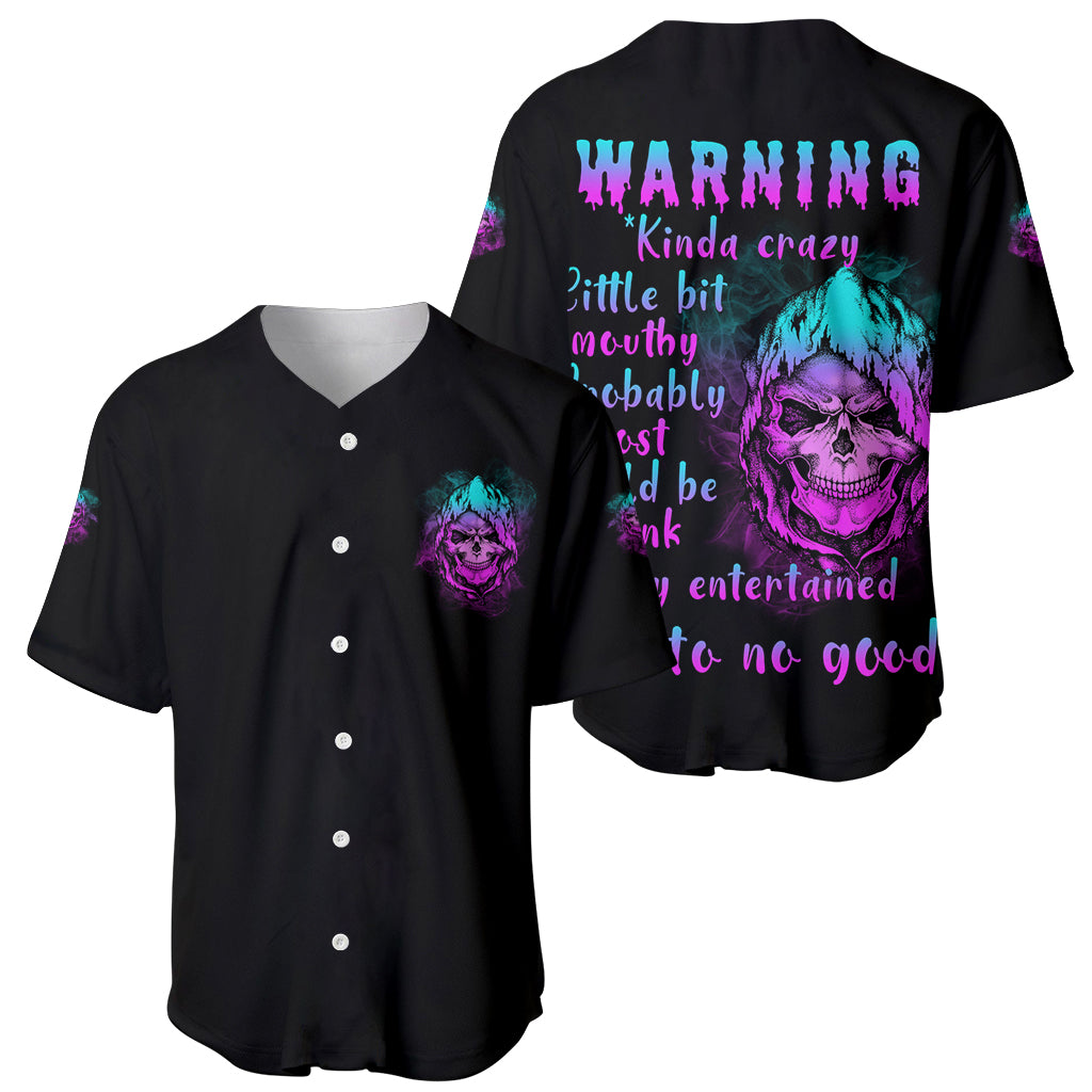 Warning Kinda Crazy Skull Baseball Jersey - Wonder Print Shop