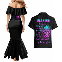 Warning Kinda Crazy Skull Couples Matching Mermaid Dress and Hawaiian Shirt - Wonder Print Shop