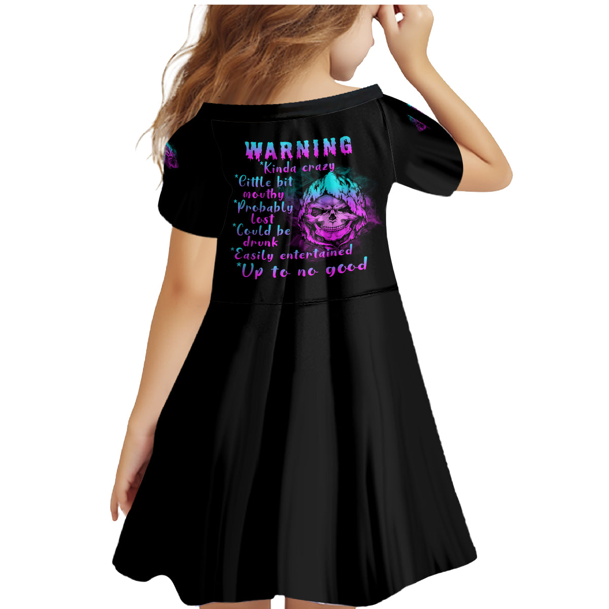 Warning Kinda Crazy Skull Family Matching Mermaid Dress and Hawaiian Shirt - Wonder Print Shop