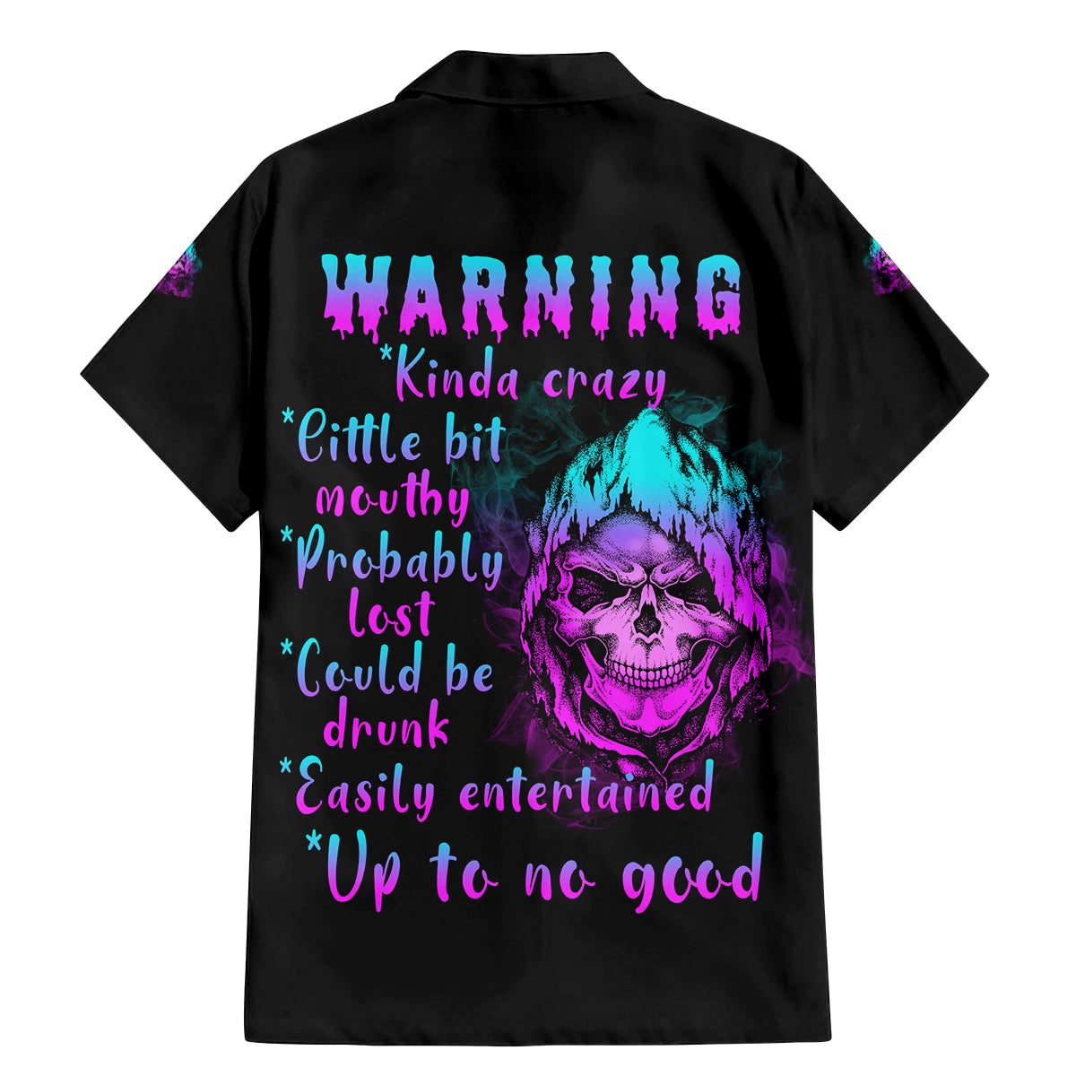 Warning Kinda Crazy Skull Family Matching Mermaid Dress and Hawaiian Shirt - Wonder Print Shop