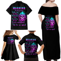 Warning Kinda Crazy Skull Family Matching Off Shoulder Maxi Dress and Hawaiian Shirt - Wonder Print Shop