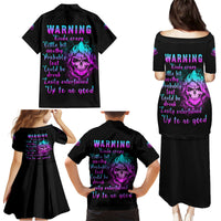 Warning Kinda Crazy Skull Family Matching Puletasi Dress and Hawaiian Shirt - Wonder Print Shop