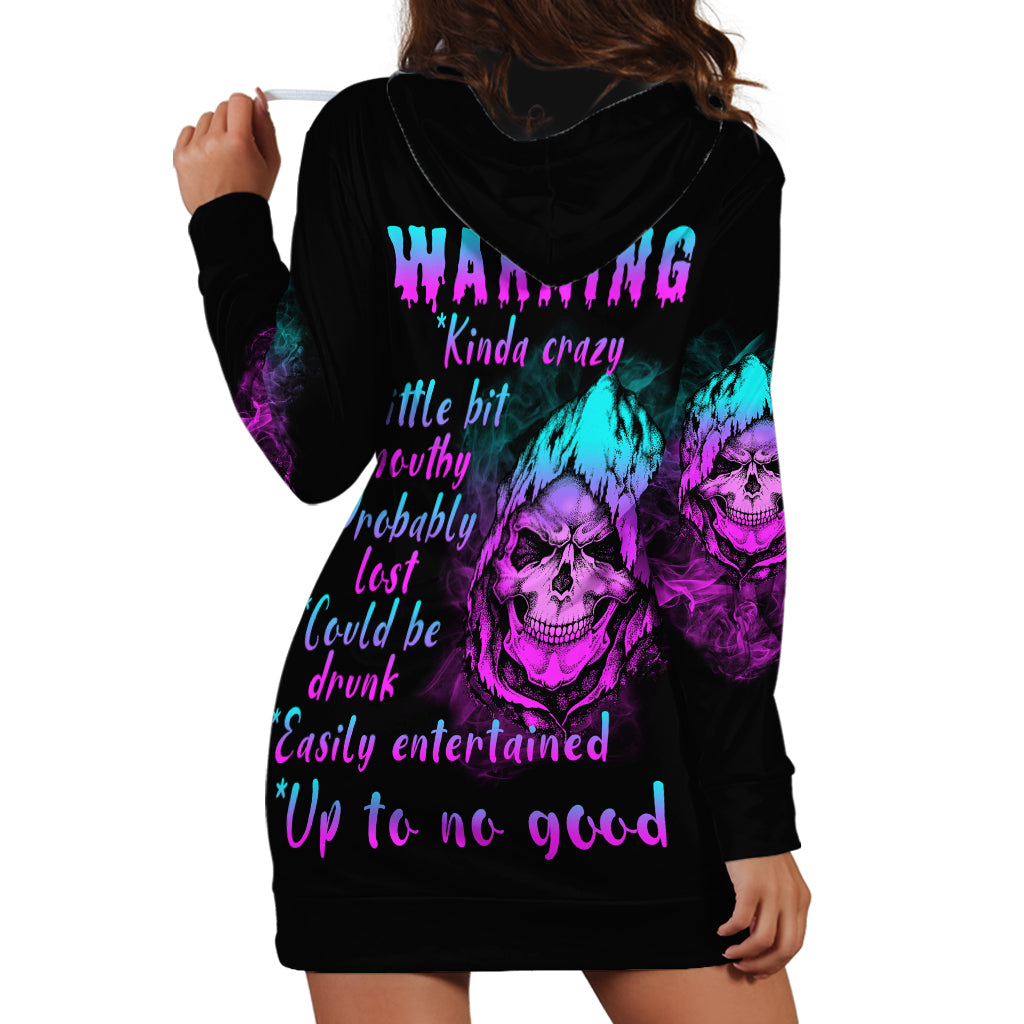 Warning Kinda Crazy Skull Hoodie Dress - Wonder Print Shop