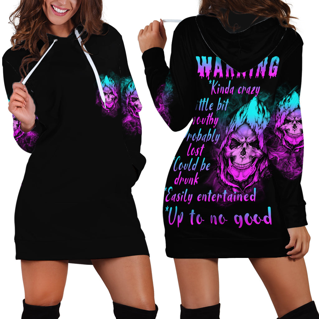 Warning Kinda Crazy Skull Hoodie Dress - Wonder Print Shop