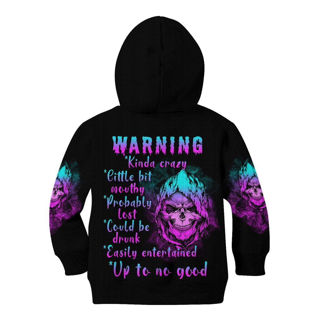 Warning Kinda Crazy Skull Kid Hoodie - Wonder Print Shop