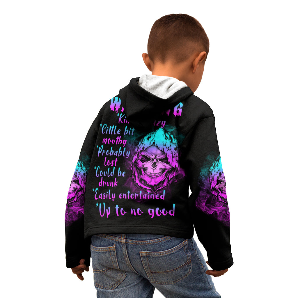 Warning Kinda Crazy Skull Kid Hoodie - Wonder Print Shop