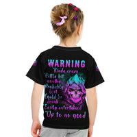 Warning Kinda Crazy Skull Kid T Shirt - Wonder Print Shop