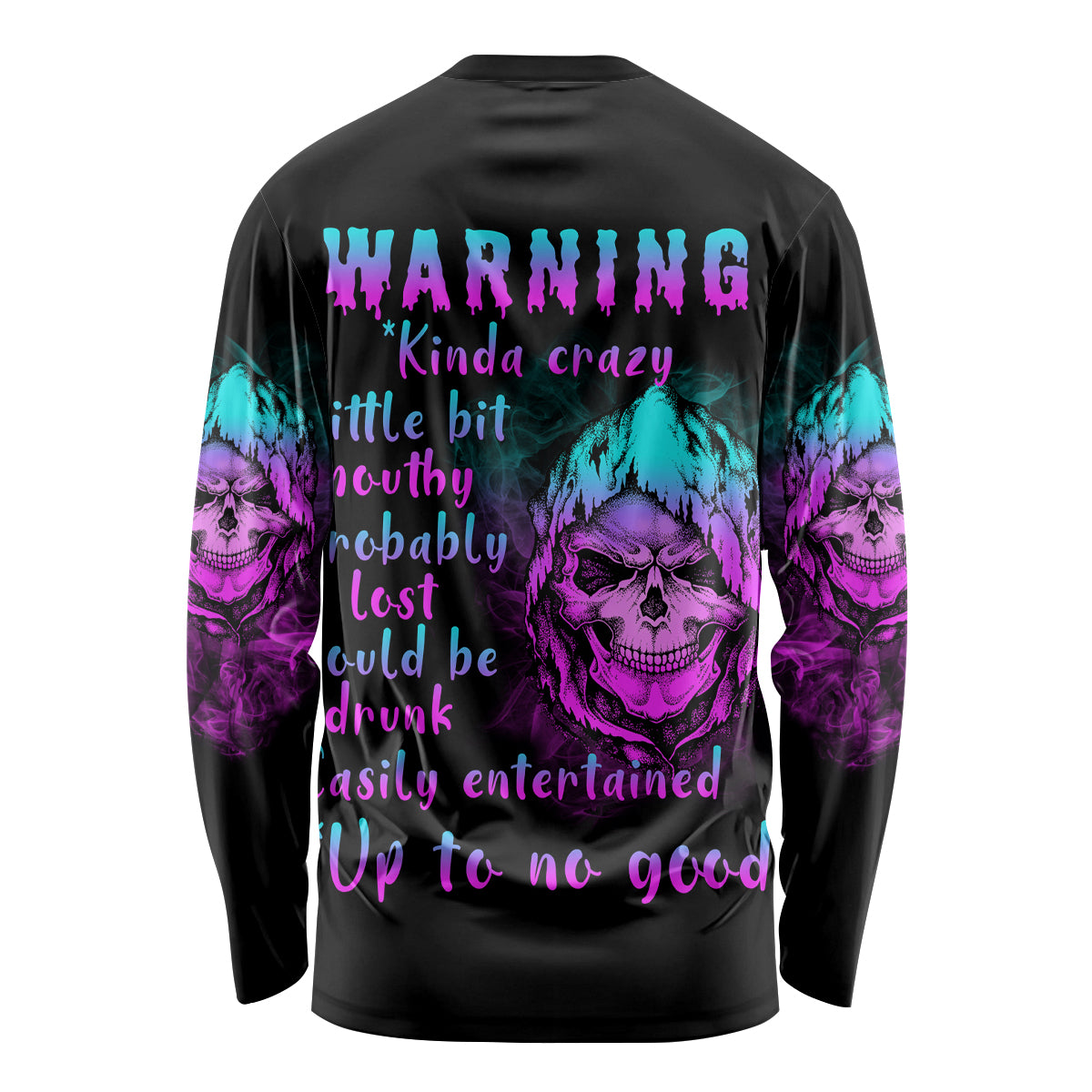 Warning Kinda Crazy Skull Long Sleeve Shirt - Wonder Print Shop