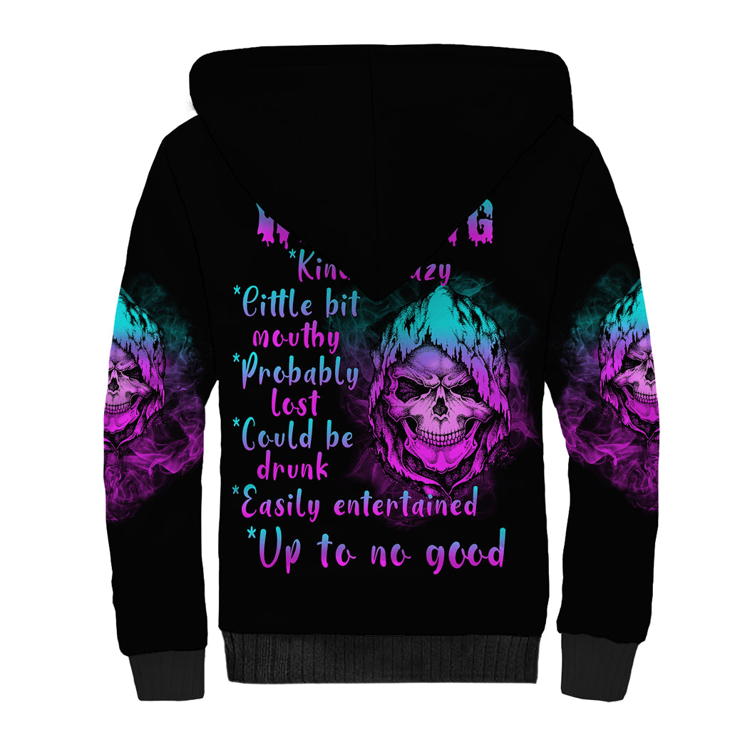 Warning Kinda Crazy Skull Sherpa Hoodie - Wonder Print Shop
