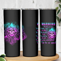 Warning Kinda Crazy Skull Skinny Tumbler - Wonder Print Shop
