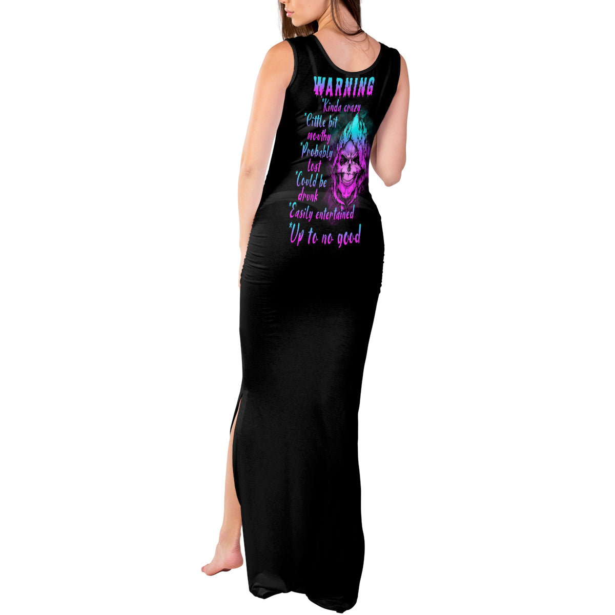 Warning Kinda Crazy Skull Tank Maxi Dress - Wonder Print Shop