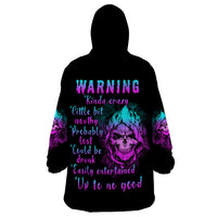 Warning Kinda Crazy Skull Wearable Blanket Hoodie - Wonder Print Shop