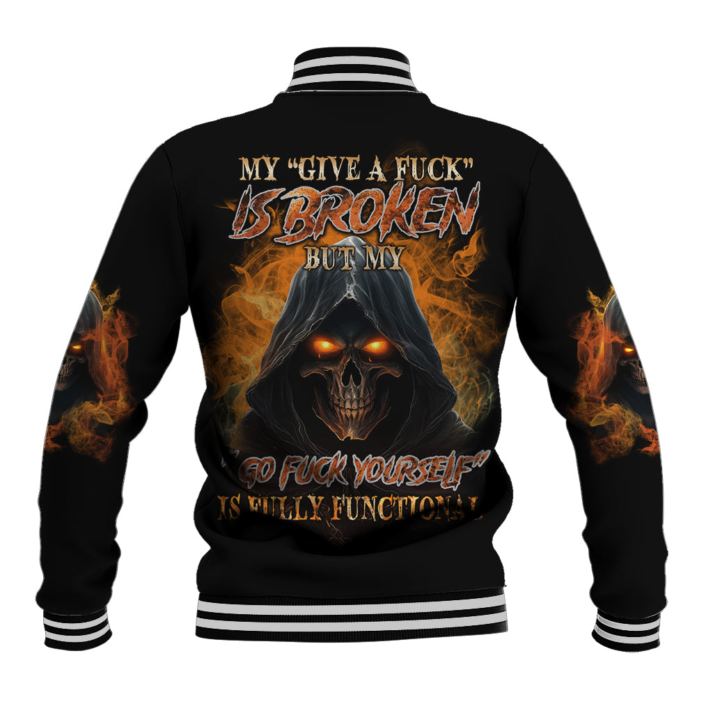 My Give A F Reaper Fire All Baseball Jacket - Wonder Print Shop