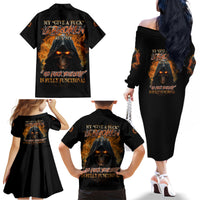 My Give A F Reaper Fire All Family Matching Off Shoulder Long Sleeve Dress and Hawaiian Shirt - Wonder Print Shop