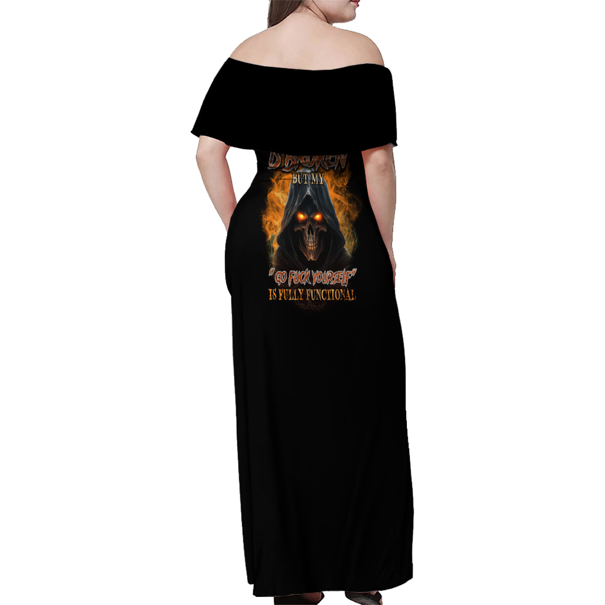 My Give A F Reaper Fire All Family Matching Off Shoulder Maxi Dress and Hawaiian Shirt - Wonder Print Shop