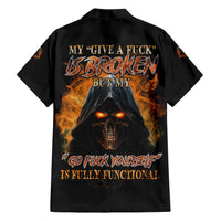 My Give A F Reaper Fire All Family Matching Short Sleeve Bodycon Dress and Hawaiian Shirt - Wonder Print Shop