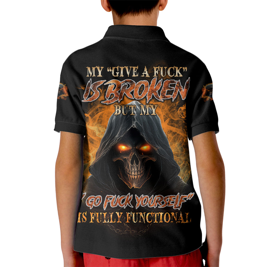 My Give A F Reaper Fire All Kid Polo Shirt - Wonder Print Shop