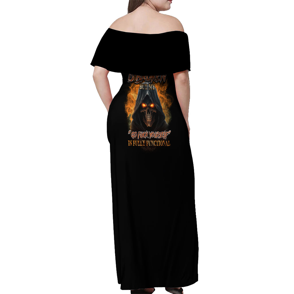 My Give A F Reaper Fire All Off Shoulder Maxi Dress - Wonder Print Shop