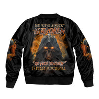 My Give A F Reaper Fire All Sleeve Zip Bomber Jacket - Wonder Print Shop