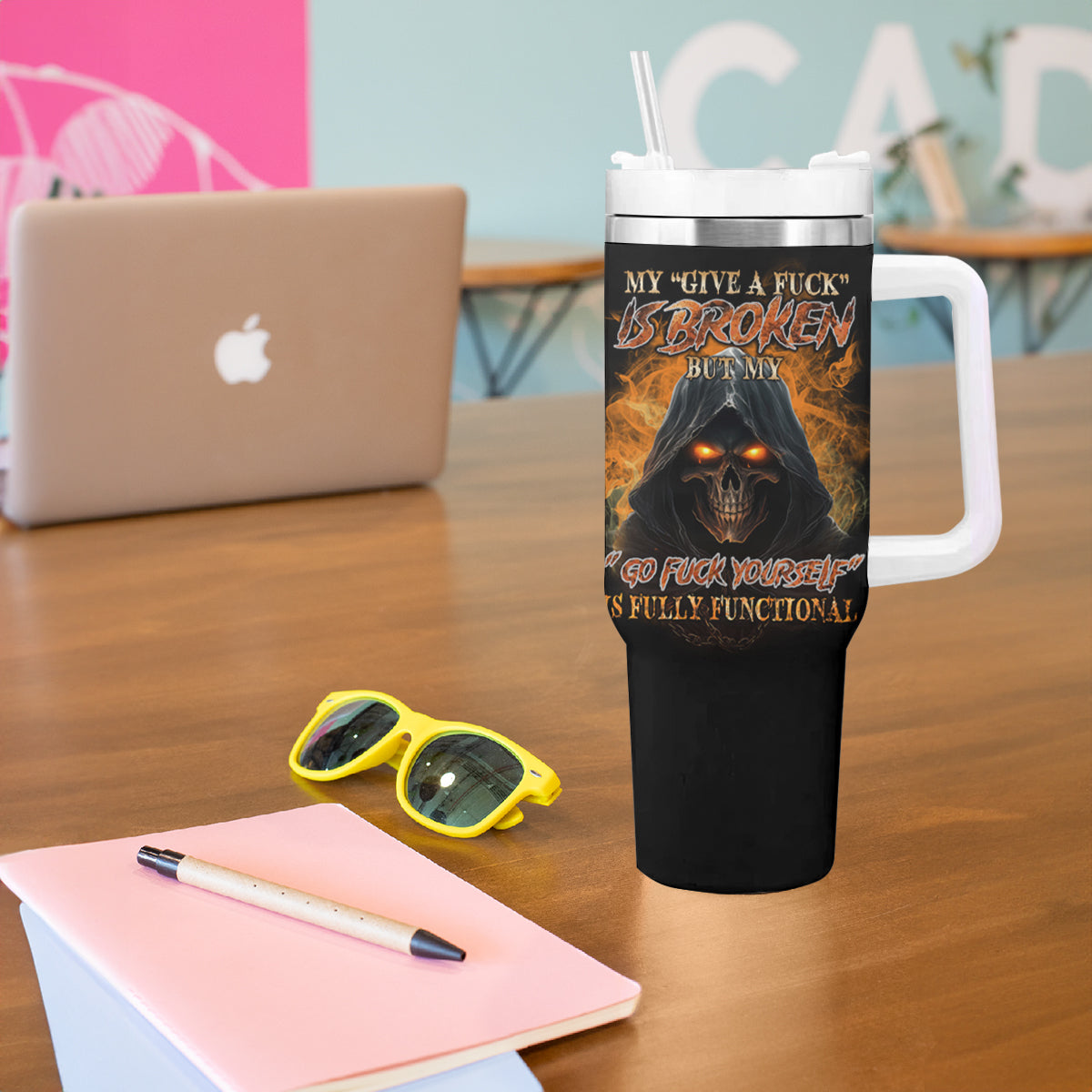 My Give A F Reaper Fire All Tumbler With Handle - Wonder Print Shop