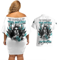 I Am The Storm Sugar Skull Couples Matching Off Shoulder Short Dress and Hawaiian Shirt - Wonder Print Shop