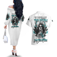 I Am The Storm Sugar Skull Couples Matching Off The Shoulder Long Sleeve Dress and Hawaiian Shirt - Wonder Print Shop