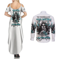 I Am The Storm Sugar Skull Couples Matching Summer Maxi Dress and Long Sleeve Button Shirt - Wonder Print Shop