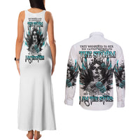I Am The Storm Sugar Skull Couples Matching Tank Maxi Dress and Long Sleeve Button Shirt - Wonder Print Shop