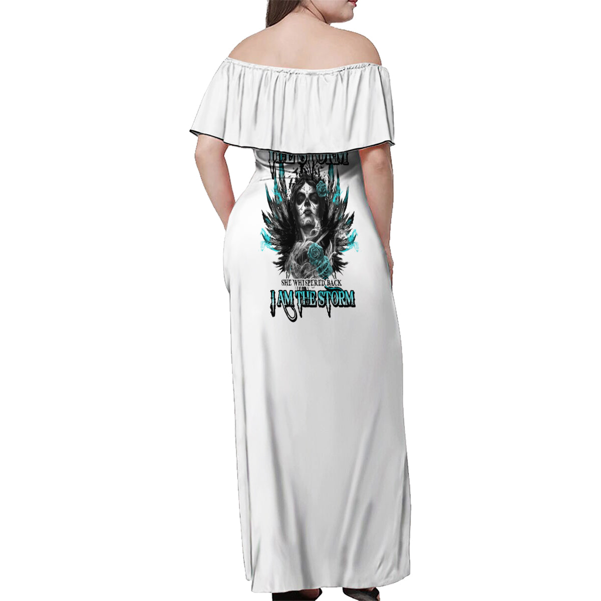 I Am The Storm Sugar Skull Family Matching Off Shoulder Maxi Dress and Hawaiian Shirt - Wonder Print Shop