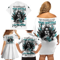 I Am The Storm Sugar Skull Family Matching Off Shoulder Short Dress and Hawaiian Shirt - Wonder Print Shop