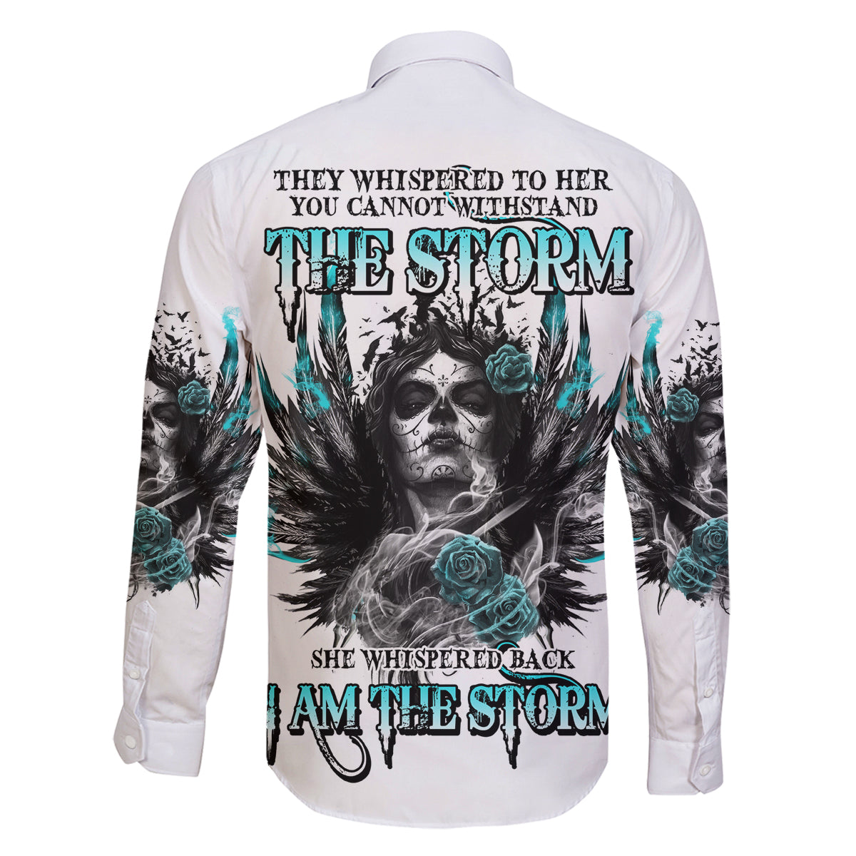 I Am The Storm Sugar Skull Family Matching Off Shoulder Short Dress and Hawaiian Shirt - Wonder Print Shop