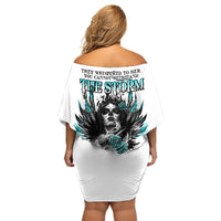 I Am The Storm Sugar Skull Family Matching Off Shoulder Short Dress and Hawaiian Shirt - Wonder Print Shop