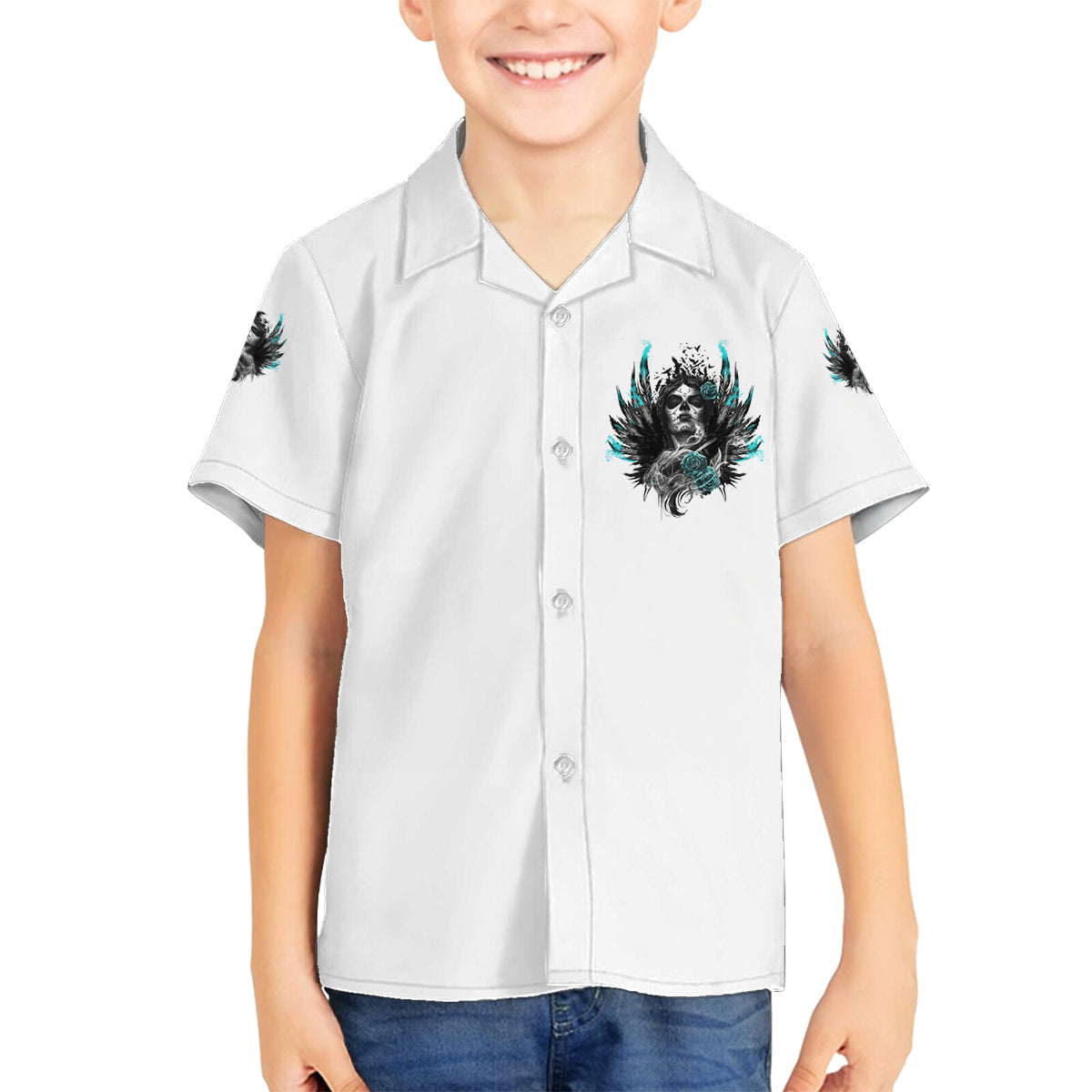 I Am The Storm Sugar Skull Family Matching Puletasi Dress and Hawaiian Shirt - Wonder Print Shop