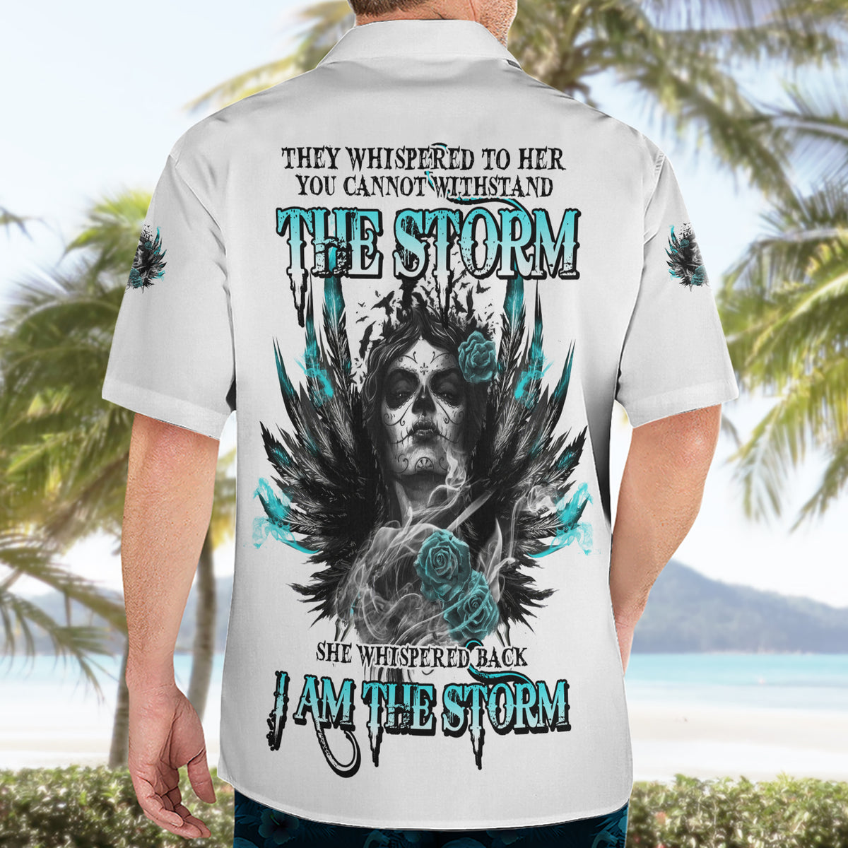 I Am The Storm Sugar Skull Hawaiian Shirt - Wonder Print Shop