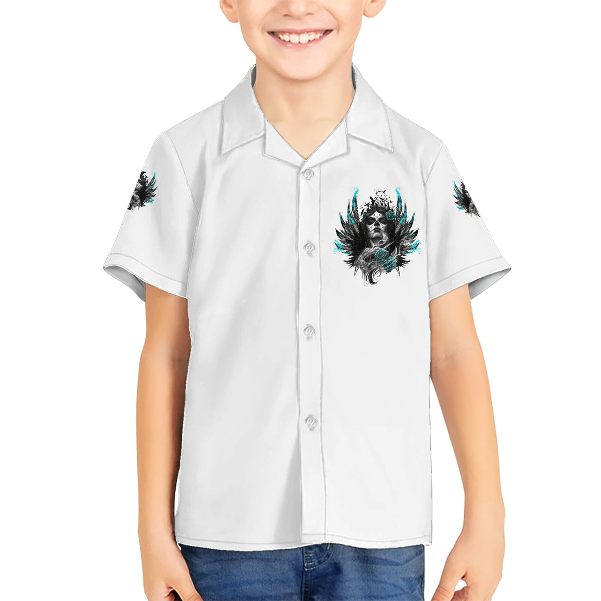 I Am The Storm Sugar Skull Kid Hawaiian Shirt - Wonder Print Shop