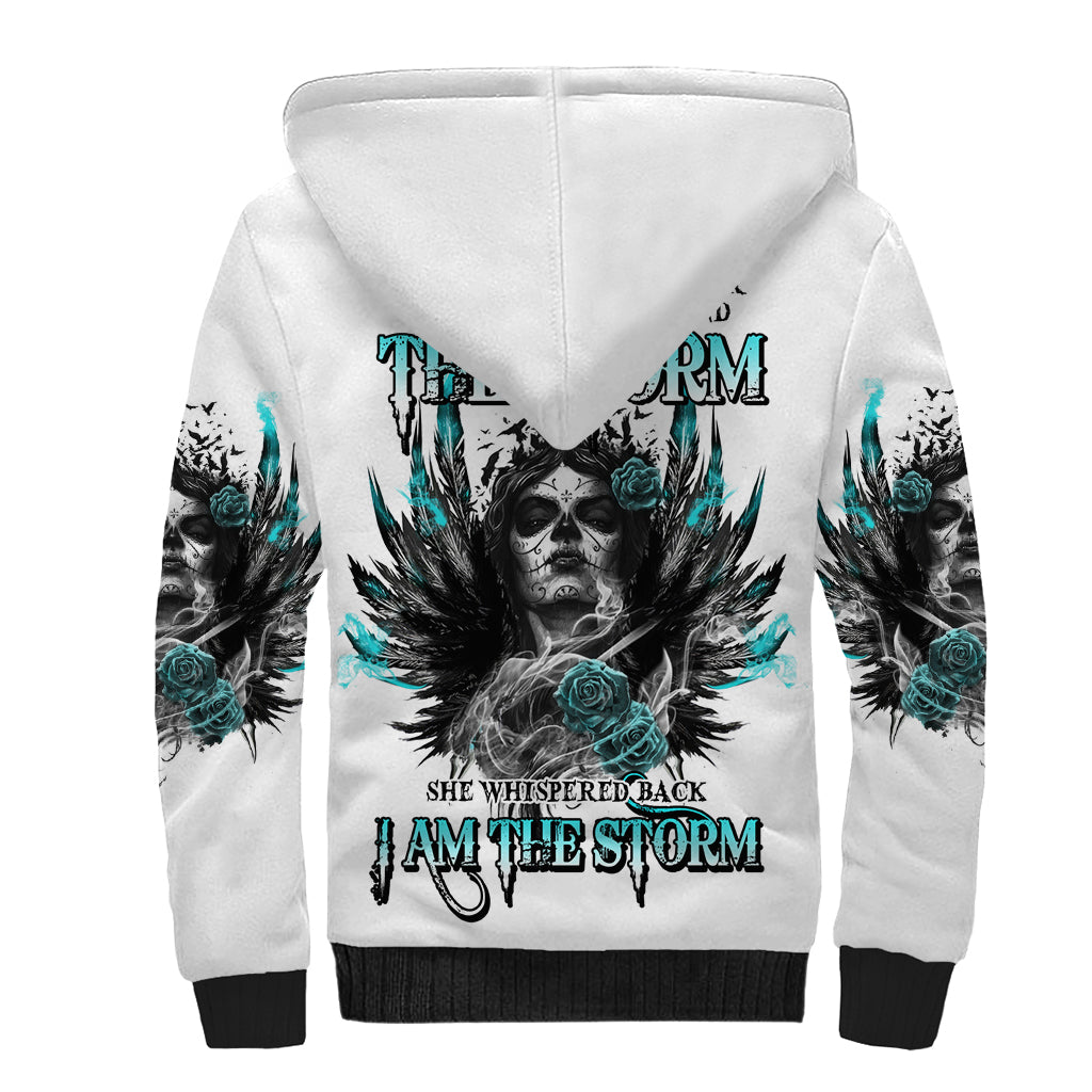 I Am The Storm Sugar Skull Sherpa Hoodie - Wonder Print Shop