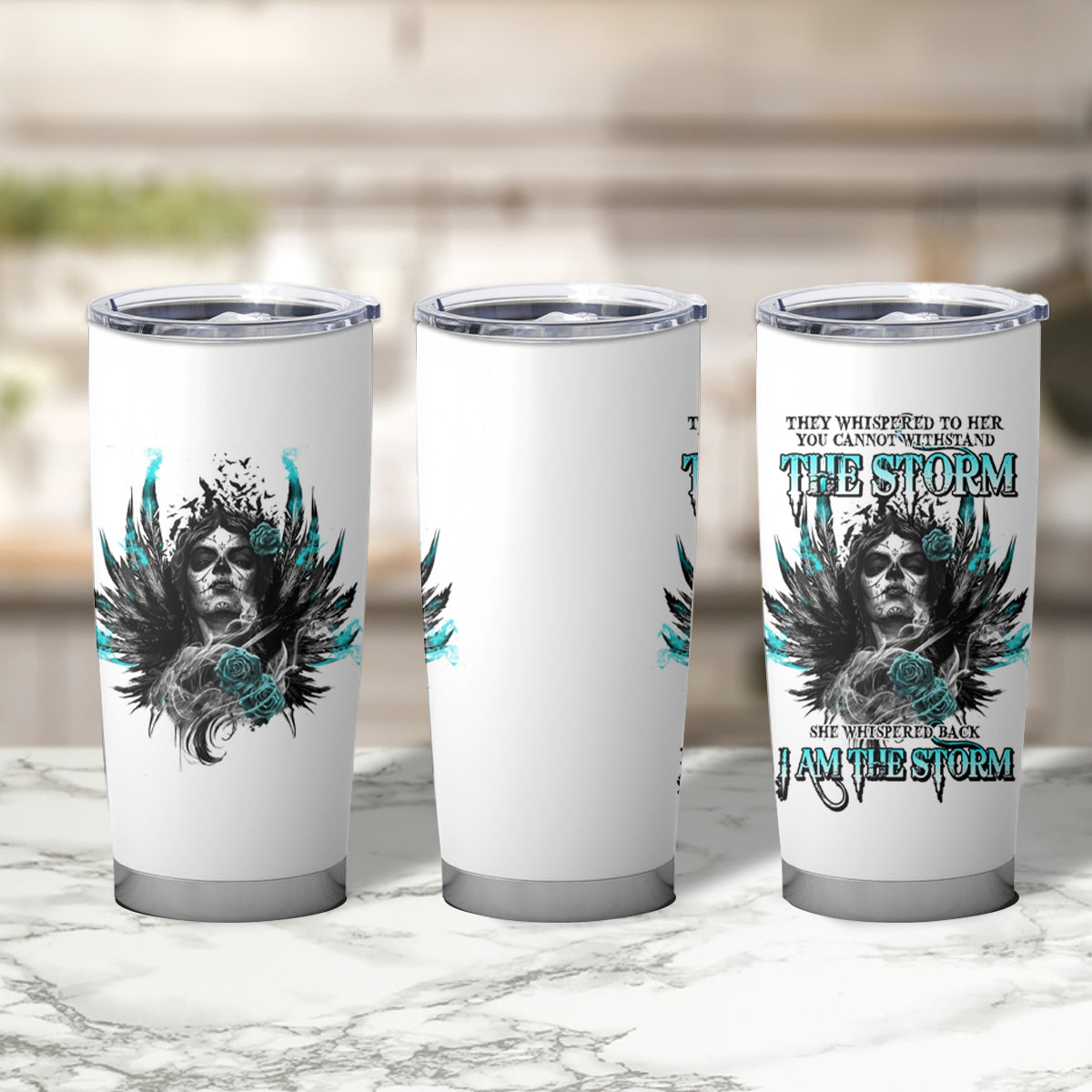 I Am The Storm Sugar Skull Tumbler Cup - Wonder Print Shop