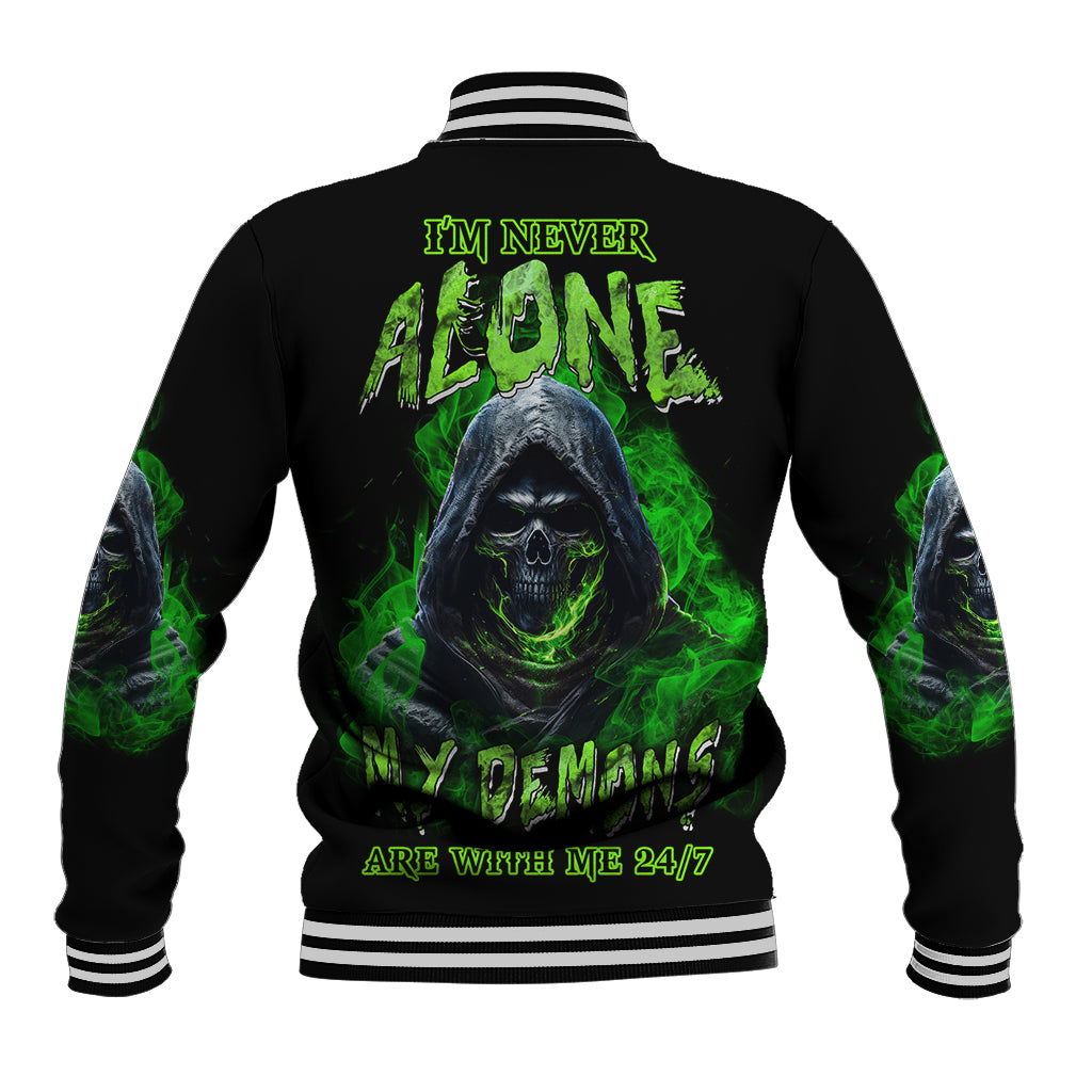 I'm Never Alone My Demons Are With Me 24/7 Baseball Jacket - Wonder Print Shop